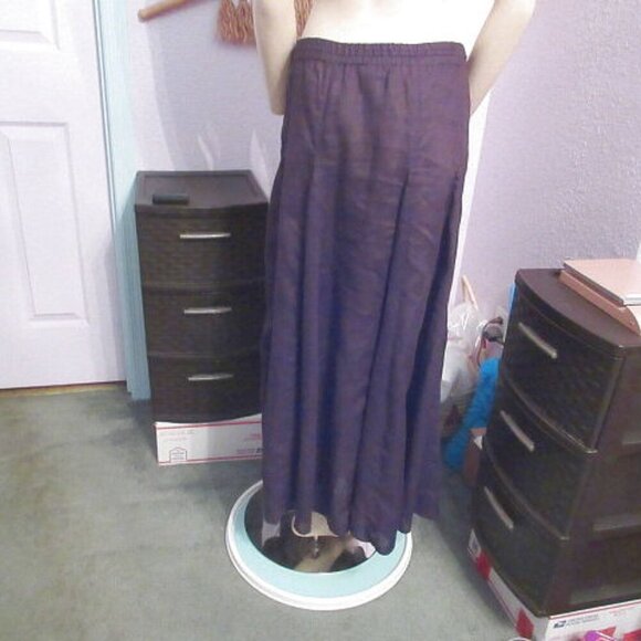 Vtg Ann Taylor Linen Maxi Skirt Size M Pleated Full Pull On Flare Whimsigoth Y2K - Picture 7 of 12